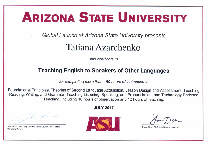 TESOL certificate