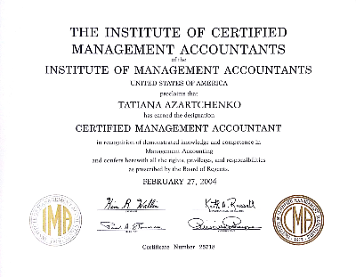 CMA certificate